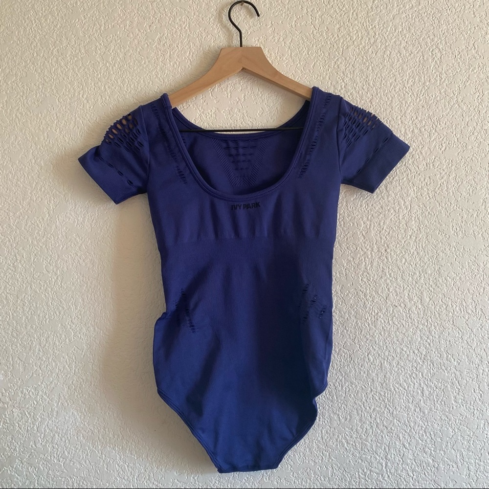 IVY PARK Perforated Jersey Bodysuit Seamless Navy - Picture 6 of 10